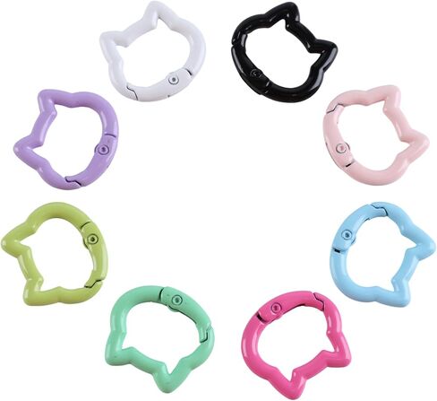 8Pcs Cute Cat Shape Keychains, Mini 1" Alloy Key Chain Ring Spring Clip, Unique Keyring Decorations for Women in Saudi Arabia