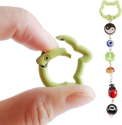 8Pcs Cute Cat Shape Keychains, Mini 1" Alloy Key Chain Ring Spring Clip, Unique Keyring Decorations for Women in Saudi Arabia
