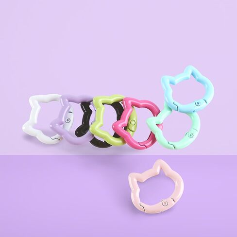 8Pcs Cute Cat Shape Keychains, Mini 1" Alloy Key Chain Ring Spring Clip, Unique Keyring Decorations for Women in Saudi Arabia