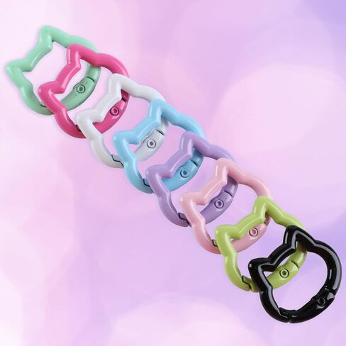 8Pcs Cute Cat Shape Keychains, Mini 1" Alloy Key Chain Ring Spring Clip, Unique Keyring Decorations for Women in Saudi Arabia