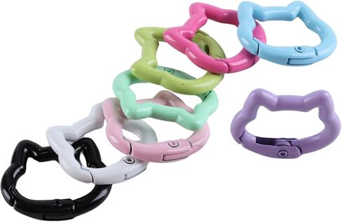 8Pcs Cute Cat Shape Keychains, Mini 1" Alloy Key Chain Ring Spring Clip, Unique Keyring Decorations for Women in Saudi Arabia