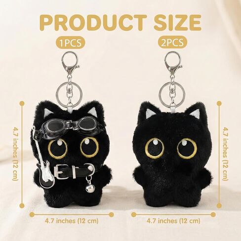 3PCS Black Cat Keychain Plush Bag Charm - Cute Anime Plushies Keychains for Bag Charm Purse Handbags Key Chain Accessories in Saudi Arabia