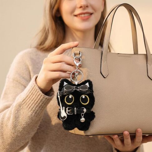3PCS Black Cat Keychain Plush Bag Charm - Cute Anime Plushies Keychains for Bag Charm Purse Handbags Key Chain Accessories in Saudi Arabia