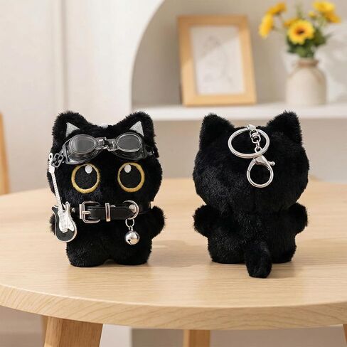 3PCS Black Cat Keychain Plush Bag Charm - Cute Anime Plushies Keychains for Bag Charm Purse Handbags Key Chain Accessories in Saudi Arabia