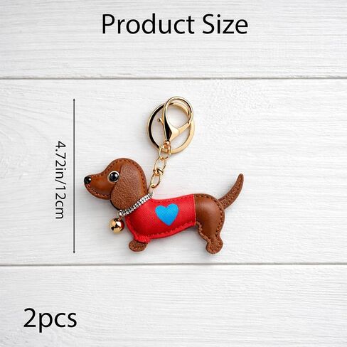 2 PCS Dachshund Keychain, Cute Bag Charms, Dachshunds Bag Charm, Dachshunds Gifts, Set of Two Adorable Dachshund in Brown and Pink, Perfect for Pet Lovers and Dachshund Enthusiasts in Saudi Arabia
