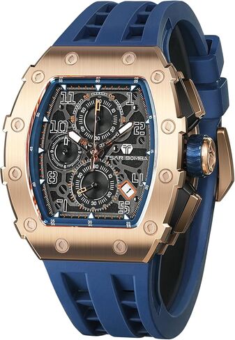 TSAR BOMBA Watch for Men Mens Watch Waterproof Men's Wrist Watches Stainless Steel case Chronograph Quartz Movement Gift for Men in Saudi Arabia