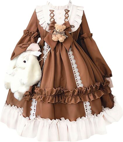 Girls Lolita Cute Princess Dress Lace Ruffle Long Sleeve Chiffon Dress Girls Party Sweetheart Dresses in Kuwait