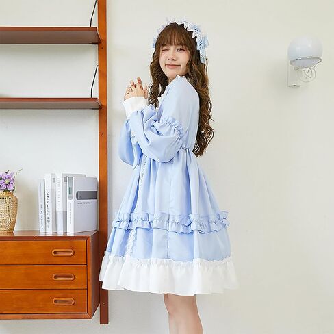 Girls Lolita Cute Princess Dress Lace Ruffle Long Sleeve Chiffon Dress Girls Party Sweetheart Dresses in Kuwait