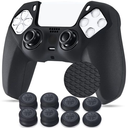 YoRHa Studded Silicone Cover Skin Case for PS5 Controller x 1(Camouflage Blue) with Pro Thumb Grips x 10 in Kuwait
