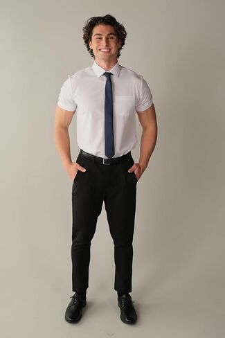 &COLLAR Men's White Short Sleeve Dress Shirt — Stretch, Wrinkle Free, Stain Guard | Slim & Athletic Fit Button Down in Saudi Arabia