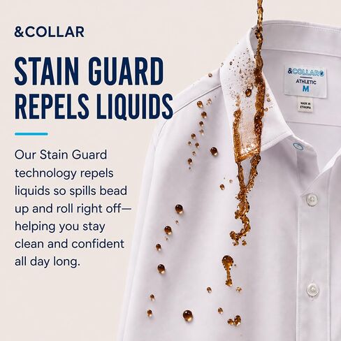 &COLLAR Men's White Short Sleeve Dress Shirt — Stretch, Wrinkle Free, Stain Guard | Slim & Athletic Fit Button Down in Saudi Arabia