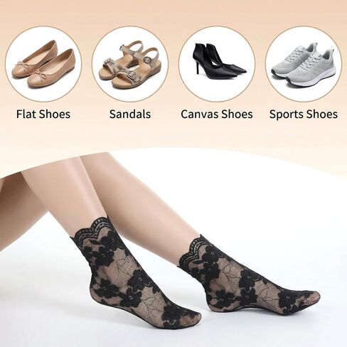 5 Pairs Sheer Lace Ankle Socks,Lace Socks Women Fishnet Ankle Floral Mesh Sock for Women Girls in Saudi Arabia