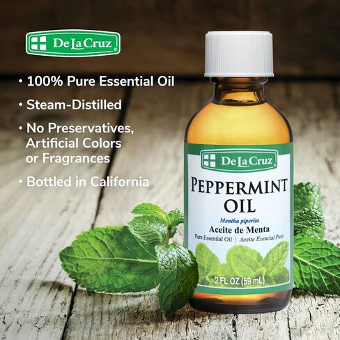 De La Cruz Pure Peppermint Essential Oil, Steam-Distilled, Bottled in USA (2 Ounces) in Saudi Arabia