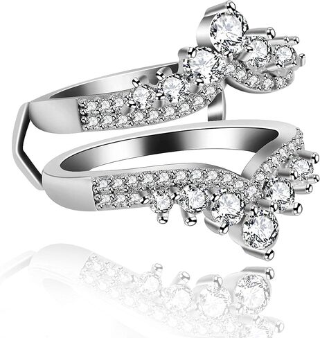 Uloveido Simulated Diamond Princess Crown Ring Wraps and Enhancers Wedding Engagement Rings Guard Enhancer in Kuwait