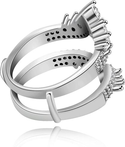 Uloveido Simulated Diamond Princess Crown Ring Wraps and Enhancers Wedding Engagement Rings Guard Enhancer in Kuwait