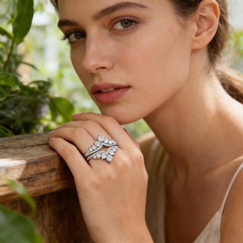 Uloveido Simulated Diamond Princess Crown Ring Wraps and Enhancers Wedding Engagement Rings Guard Enhancer in Kuwait