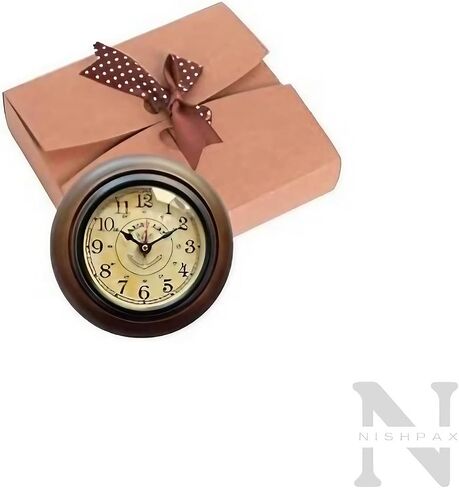 Handmade Wooden Wall Clock Vintage Look Marin Art Style Deep Glass Home & Office, Studio Decoration Gift (6 Inch Antique) in Saudi Arabia