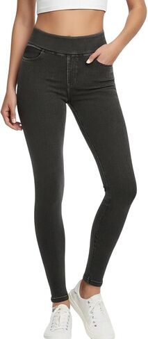 Women's High Waisted Denim Jeggings, Tummy Control Skinny Jeans Pants,Stretchy Pull-On Skinny Fit Leggings in Saudi Arabia