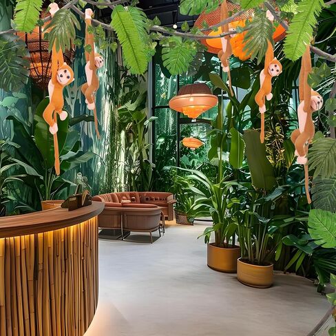 Jungle Theme Party Decorations Rainforest Safari Party Supplies with Tropical Leaves Fake Vines Artificial Rattan Monkey Plush for Jungle Birthday VBS Classroom Indoor Outdoor Decor in Saudi Arabia