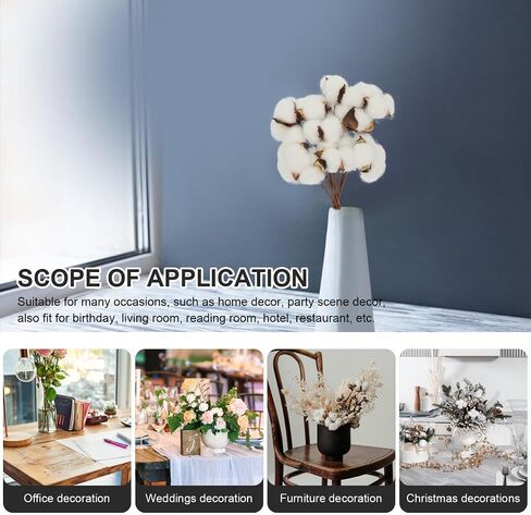 10Pcs Natural Dried Cotton Stems for Farmhouse Decor, 11" Tall Flexible Cotton Flowers Branches Bundle for DIY Vase Fillers, Rustic Sprigs for Wedding Floral Arrangements Christmas Home Decor in Saudi Arabia