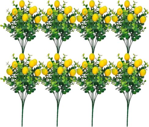 3 Pack Spring Lemon Decor for Kitchen, Artificial Lemons Branches with Colorful Metal Pots, Spring Summer Farmhouse Greenery Decoration for Home Kitchen Living Room in Saudi Arabia
