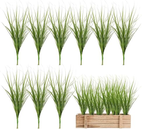 Veemoon 12 Pcs Artificial Grass Fake Plants, 11.79 Inches Faux Greenery Stems, Tall Outdoor Indoor Home Decor Patio Garden Market Display in Saudi Arabia