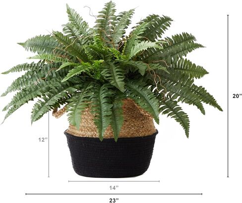 Nearly Natural 23in. Artificial Boston Fern Plant with Handmade Jute & Cotton Basket DIY KIT in Saudi Arabia