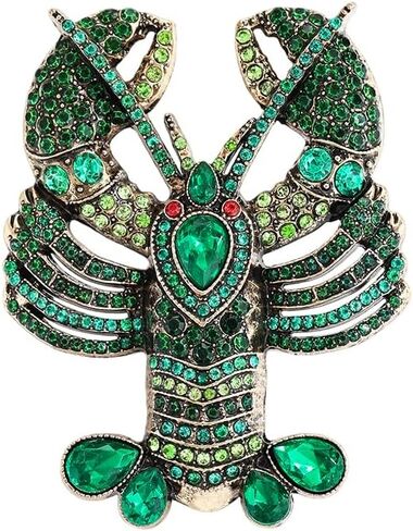 Rhinestones Lobster Gold-tone Brooches Lapel Pins Vintage Cute Sparkly Crystal Crayfish Ocean Animal Brooch Pin for Suit Dress Fashion Jewelry for Summer Holiday Beach Bff Her in Kuwait