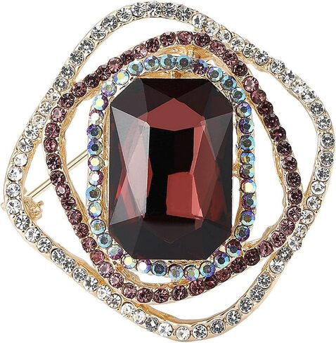 Vintage Rhinestone Square Brooch for Women,Colorful Crystal Lapel Pins Elegant Brooches Dress Shawl Coat Wedding Decoration in Kuwait