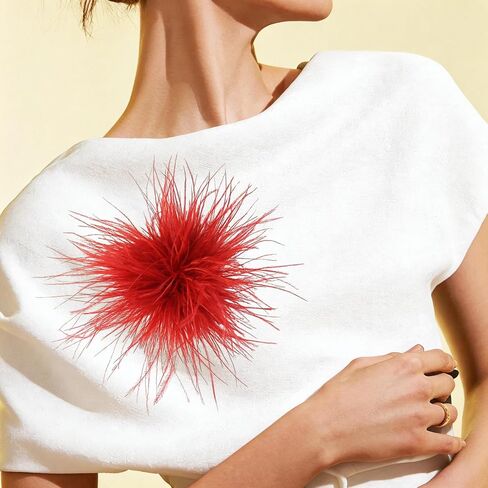 Dainty Feather Flower Large Brooch Pin for Women Men, Oversized Dainty Floral Design Lapel Pin for Suit Dress Shawl Wedding Party Banquet 170mm in Saudi Arabia