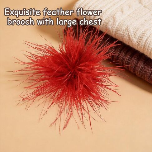 Dainty Feather Flower Large Brooch Pin for Women Men, Oversized Dainty Floral Design Lapel Pin for Suit Dress Shawl Wedding Party Banquet 170mm in Saudi Arabia