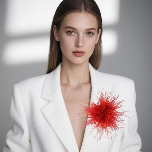 Dainty Feather Flower Large Brooch Pin for Women Men, Oversized Dainty Floral Design Lapel Pin for Suit Dress Shawl Wedding Party Banquet 170mm in Saudi Arabia