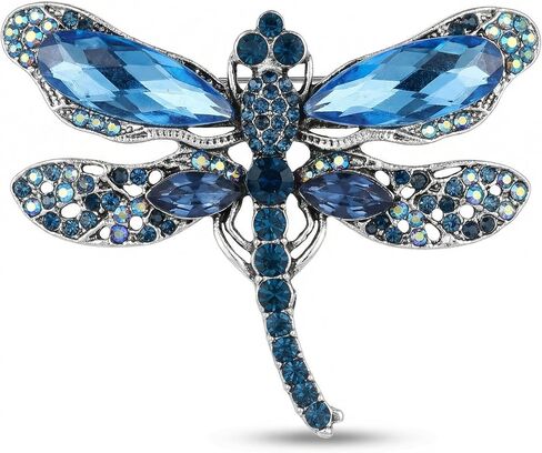 Dragonfly Brooch Pin Blue Brooches for Women Jewelry Womens Broche Pins Women's Dragon Animal Rhinestone Crystal Decoration Accessories in Saudi Arabia