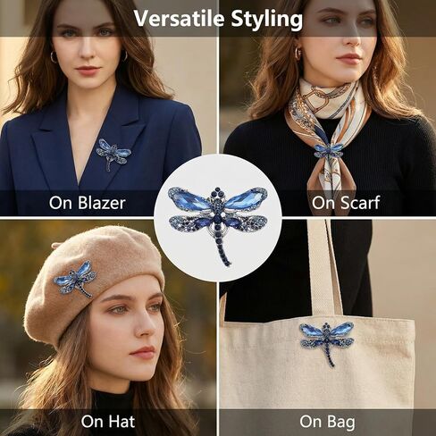 Dragonfly Brooch Pin Blue Brooches for Women Jewelry Womens Broche Pins Women's Dragon Animal Rhinestone Crystal Decoration Accessories in Saudi Arabia