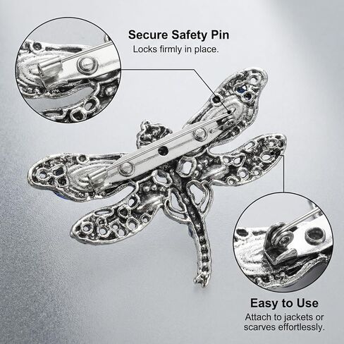 Dragonfly Brooch Pin Blue Brooches for Women Jewelry Womens Broche Pins Women's Dragon Animal Rhinestone Crystal Decoration Accessories in Saudi Arabia