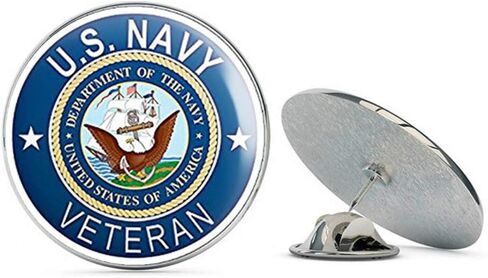 Round U.S. Navy Veteran (Naval ic Vet) Metal 0.75" Lapel Hat Pin Tie Tack Pinback in Kuwait