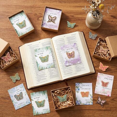 40 Sets Butterfly Pins Christian Party Favors Bulk Mother's Day Lapel Pin for Women Religious Bible Verses Christian Pins Christian Lapel Brooches Appreciation Gifts Bulk for Church in Saudi Arabia