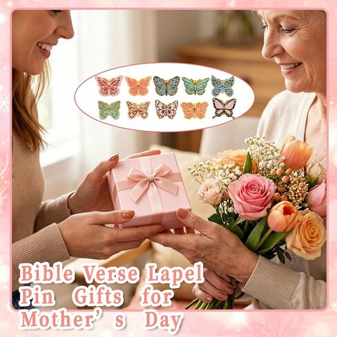 40 Sets Butterfly Pins Christian Party Favors Bulk Mother's Day Lapel Pin for Women Religious Bible Verses Christian Pins Christian Lapel Brooches Appreciation Gifts Bulk for Church in Saudi Arabia