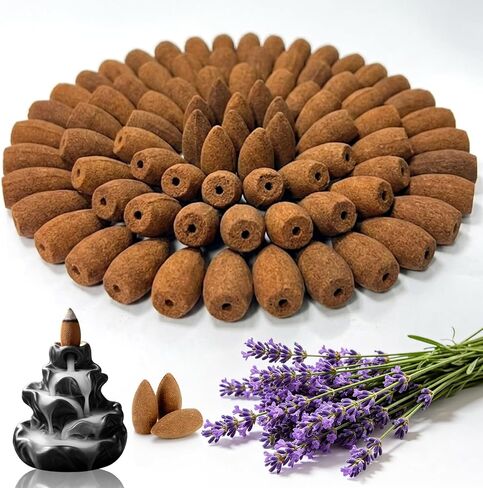 SUKH Backflow Incense Cones Lavender - Waterfall Backflow Incense Cones 108 Pack for Incense Burner Holder Meditation Home Aromatherapy Relaxing Sleep Smooth Smoke Flow in Kuwait