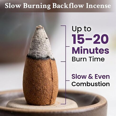 SUKH Backflow Incense Cones Lavender - Waterfall Backflow Incense Cones 108 Pack for Incense Burner Holder Meditation Home Aromatherapy Relaxing Sleep Smooth Smoke Flow in Kuwait