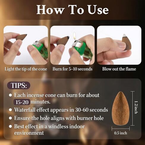 SUKH Backflow Incense Cones Lavender - Waterfall Backflow Incense Cones 108 Pack for Incense Burner Holder Meditation Home Aromatherapy Relaxing Sleep Smooth Smoke Flow in Kuwait