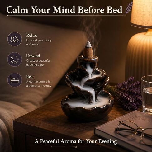 SUKH Backflow Incense Cones Lavender - Waterfall Backflow Incense Cones 108 Pack for Incense Burner Holder Meditation Home Aromatherapy Relaxing Sleep Smooth Smoke Flow in Kuwait