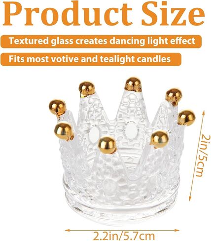 6 Pack Votive Candle Holders, Crown Glass Tealight Candle Holder for Wedding, Party, Home Decoration, Jewelry Storage Tray in Saudi Arabia