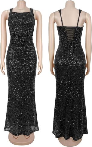 Figdaw Sparkly Sequin Bodycon Maxi Dress for Women Prom, Wedding Guest, Cocktail, Club Night in Saudi Arabia
