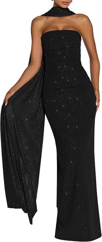 Figdaw Sparkly Sequin Bodycon Maxi Dress for Women Prom, Wedding Guest, Cocktail, Club Night in Saudi Arabia