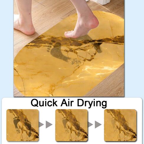 Golden Marble-, Super Absorbent Quick-Drying Bathroom Mat Rug, Rubber Non-Slip Bottoms, Easy to Clean,Ultra Thin Bathroom Rugs Fit Under Door and Bathtub(16×24Inch) in Saudi Arabia