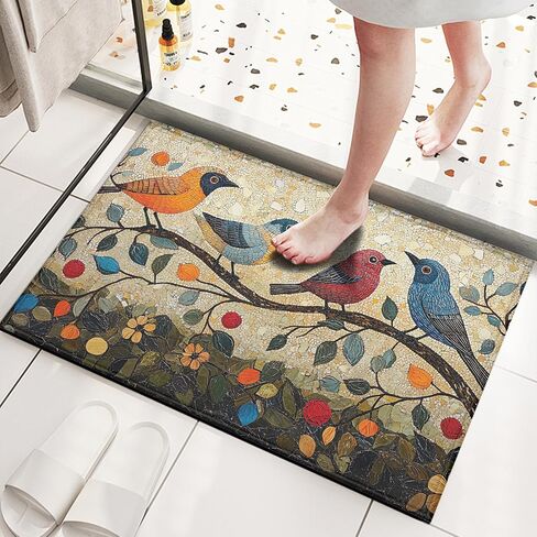 Vintage Bird on Branch Door Mat Floral Entrance Doormat Home Floor Mat Rugs for Entryway Outdoor Indoor Kitchen Bathroom Decor 17x29 inch in Saudi Arabia
