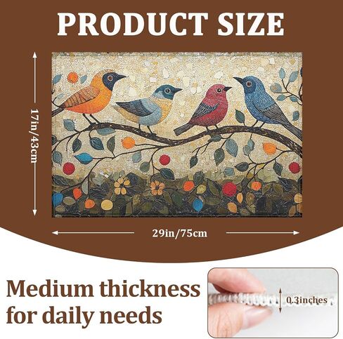 Vintage Bird on Branch Door Mat Floral Entrance Doormat Home Floor Mat Rugs for Entryway Outdoor Indoor Kitchen Bathroom Decor 17x29 inch in Saudi Arabia