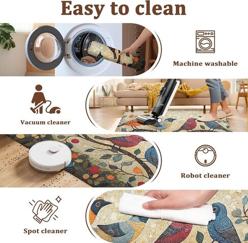 Vintage Bird on Branch Door Mat Floral Entrance Doormat Home Floor Mat Rugs for Entryway Outdoor Indoor Kitchen Bathroom Decor 17x29 inch in Saudi Arabia