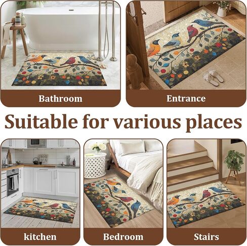 Vintage Bird on Branch Door Mat Floral Entrance Doormat Home Floor Mat Rugs for Entryway Outdoor Indoor Kitchen Bathroom Decor 17x29 inch in Saudi Arabia
